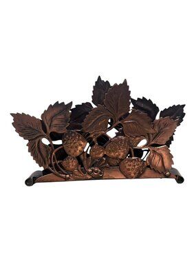 Vtg 1960s Polish Copper Strawberry Napkin Holder Letter Caddy Mid Century Poland